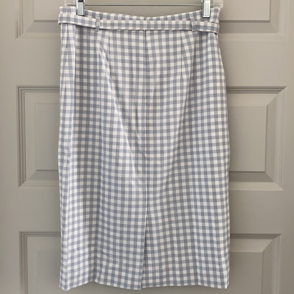 Ann Taylor light baby blue gingham pencil skirt - Picture 3 of 5